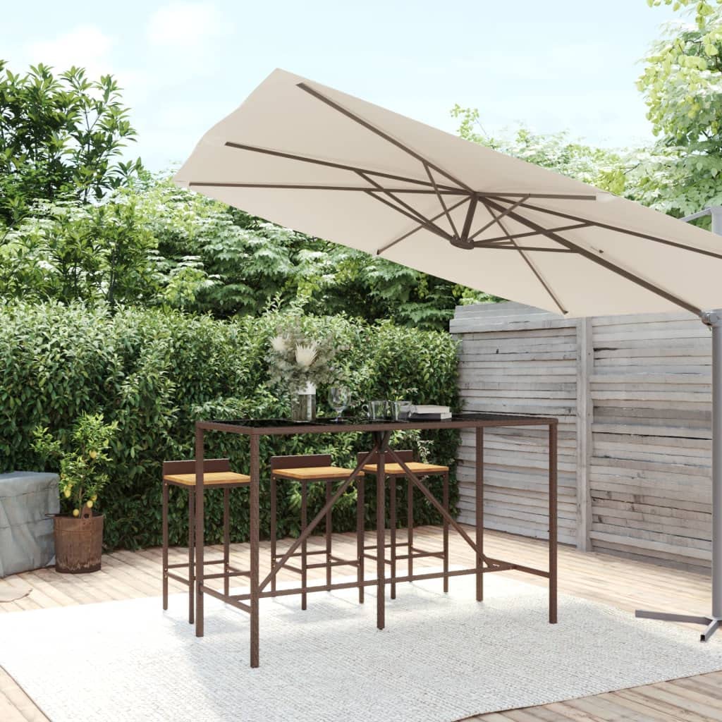 vidaXL Bartisch Braun 180x70x110 cm Poly Rattan Glas