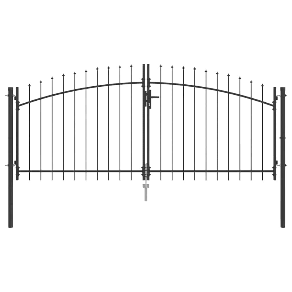 vidaXL Heim & Garten Doppelflügeltor Stahl 300x150 cm Schwarz