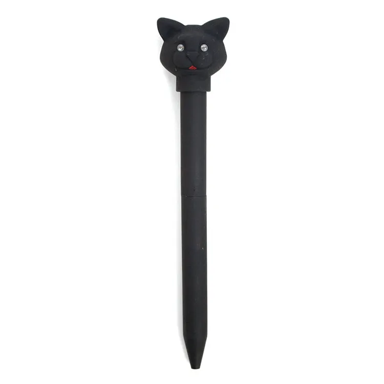 Kikkerland Cat LED Pen Kugelschreiber schwarz nachfüllbar
