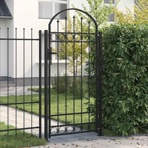 vidaXL Gartentor mit Bogen 105x170 cm Stahltor schwarz