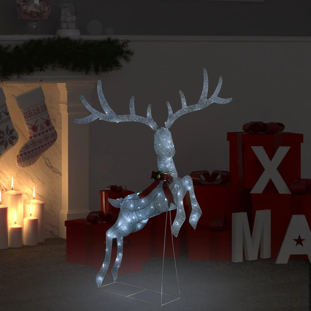 vidaXL LED-Rentier Fliegend Weiß 120 LEDs Kaltweiß Deko