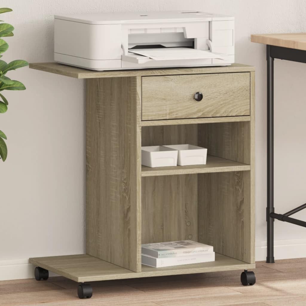 vidaXL Heim Druckerständer Sonoma-Eiche 60x40x68,5 Rollen