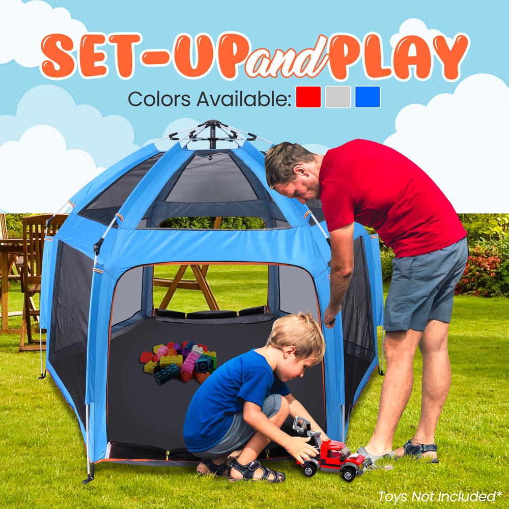 Serenelife Pet Care Laufstall faltbar blau 6-teilig UV-Schutz