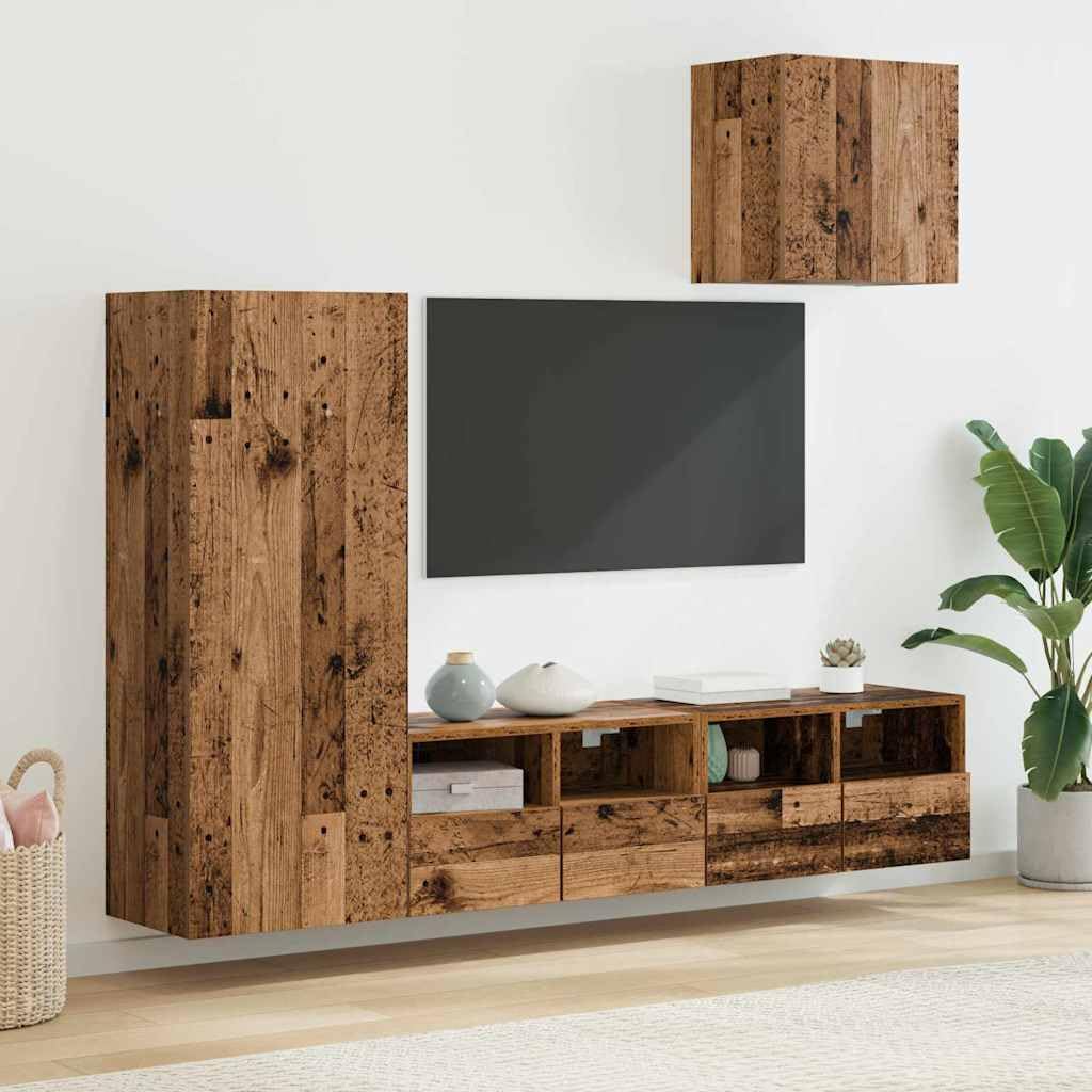 vidaXL TV-Wandgeräte 4 Stk. Lowboard Altholz Holzwerkstoff