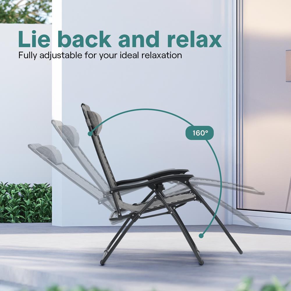 Serenelife Furniture Schwerelos-Liegestuhl 2er Set grau