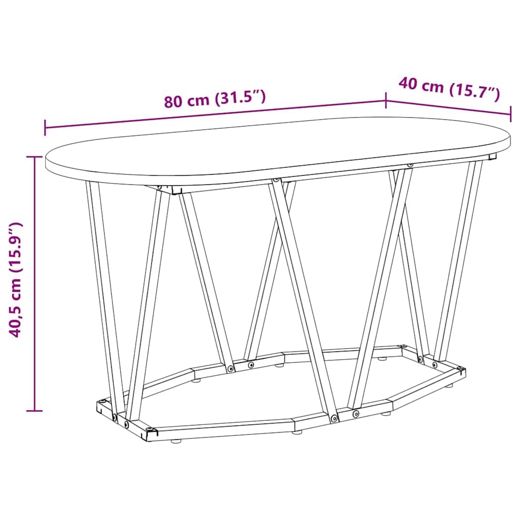 vidaXL Möbel Couchtisch 80x40x40,5 cm Schwarze Eiche Holzwerkstoff