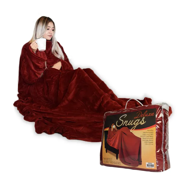 Mikamax Lifestyle Snugs Deluxe Fleecedecke Ärmel rot 150x215