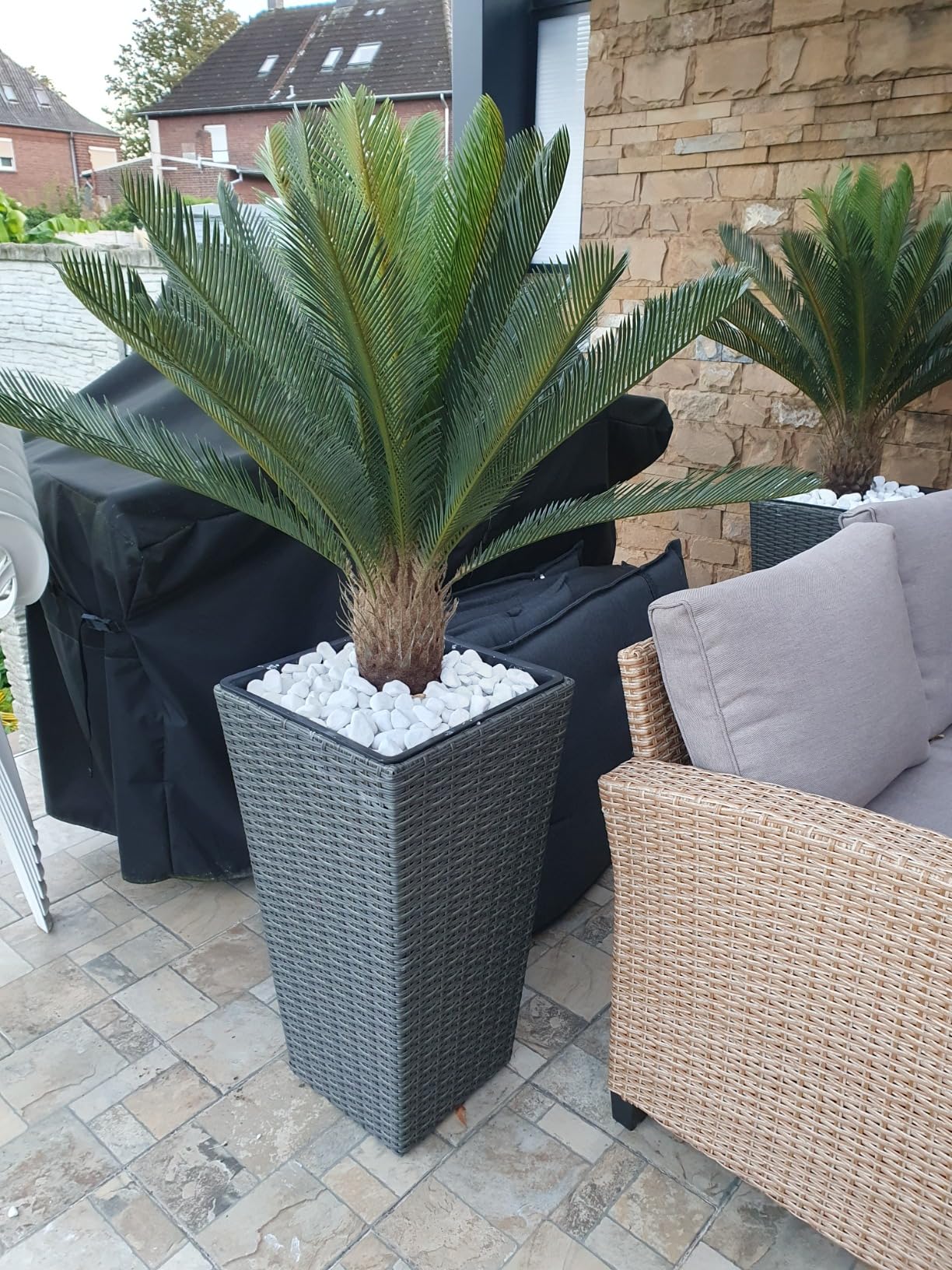 vidaXL Cycas-Palme Kunstpflanze Grün 90 cm mit Topf