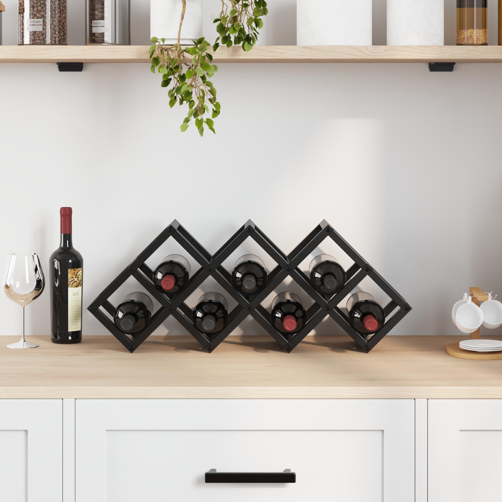 vidaXL Möbel Weinregal Schwarz Eichen-Optik 63x16,5x25 cm