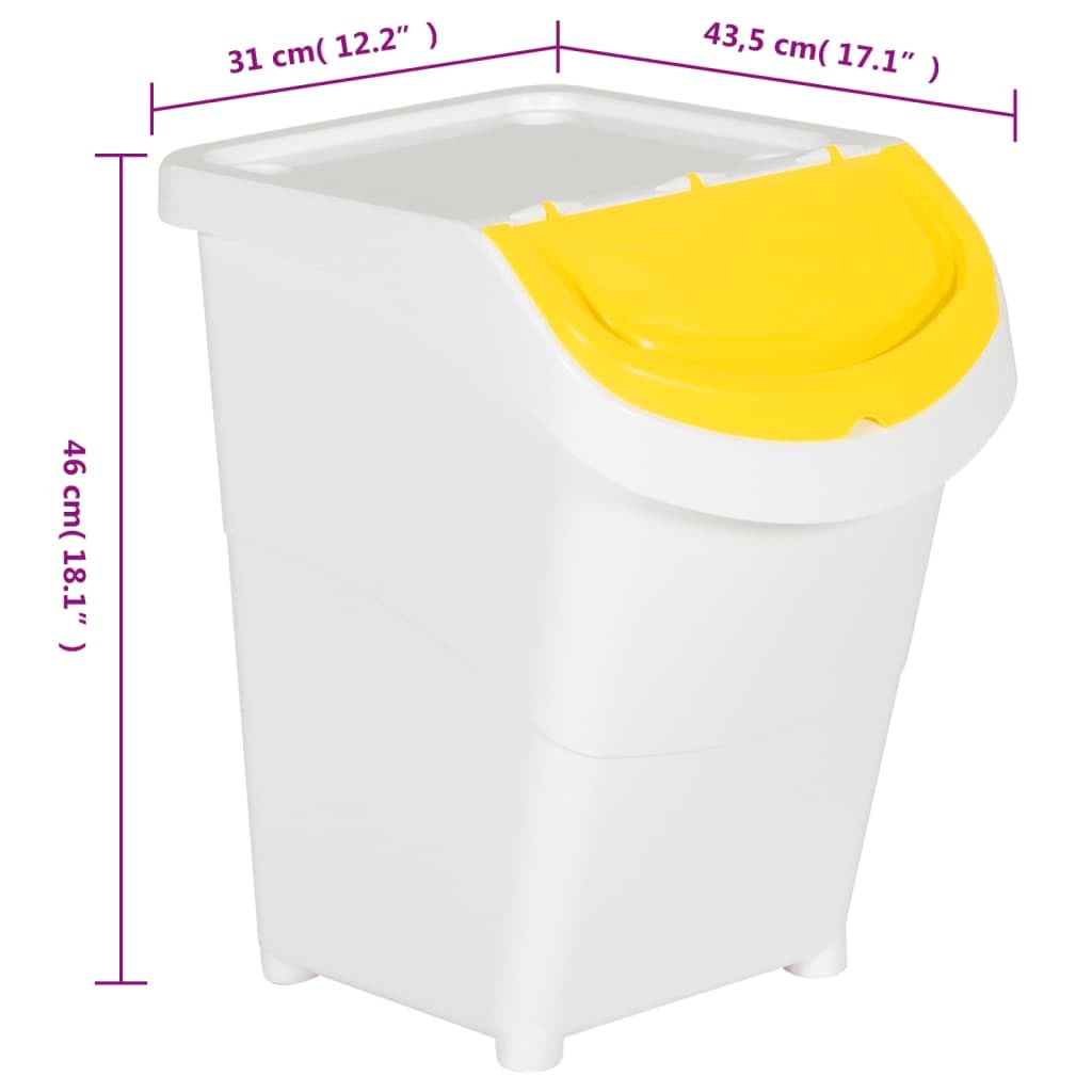 vidaXL Heim & Garten Abfallbehälter Weiß 120L 3 Stk. PP