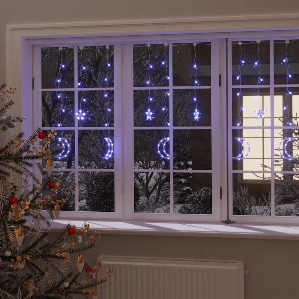 vidaXL Lichterkette Stern Mond 138 LED Blau Fernbedienung