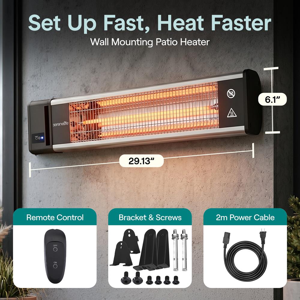 Serenelife Heater Terrassenheizer Wand 1500W Fernbedienung