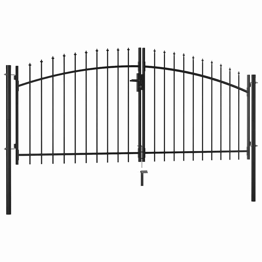 vidaXL Heim & Garten Doppelflügeltor Stahl 300x150 cm Schwarz