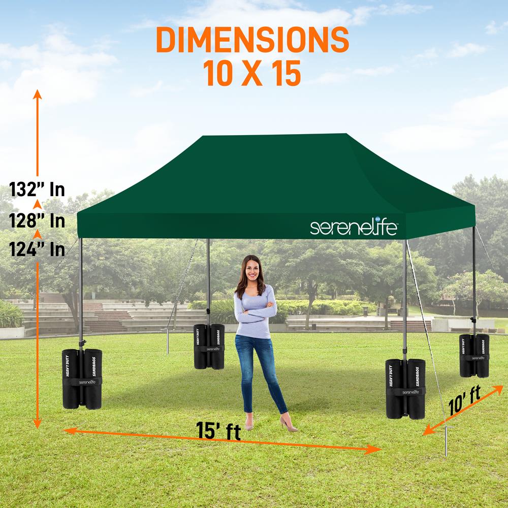 Serenelife Camping Pavillon 3x4,5m Grün Wasserdicht 10 Pers.