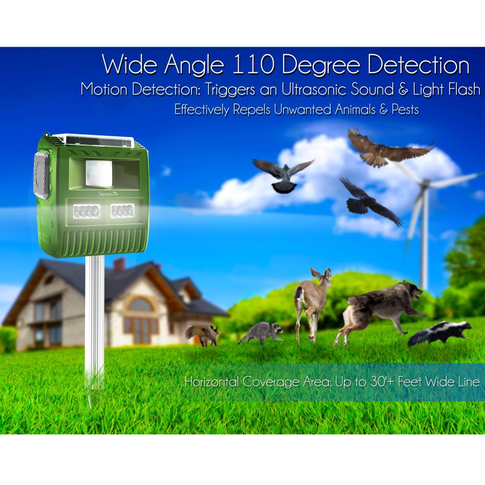 Serenelife Tiervertreiber Solar Ultraschall Grün IP44