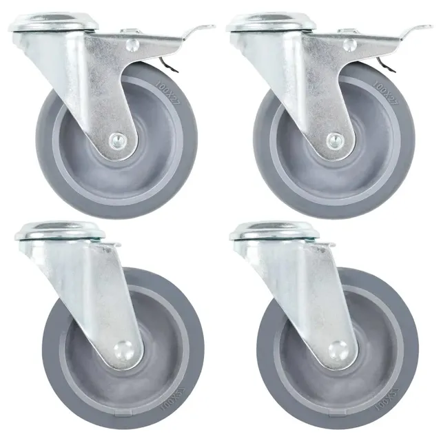 vidaXL 12x Lenkrollen 100 mm Schwerlastrollen 60 kg mit Bremse