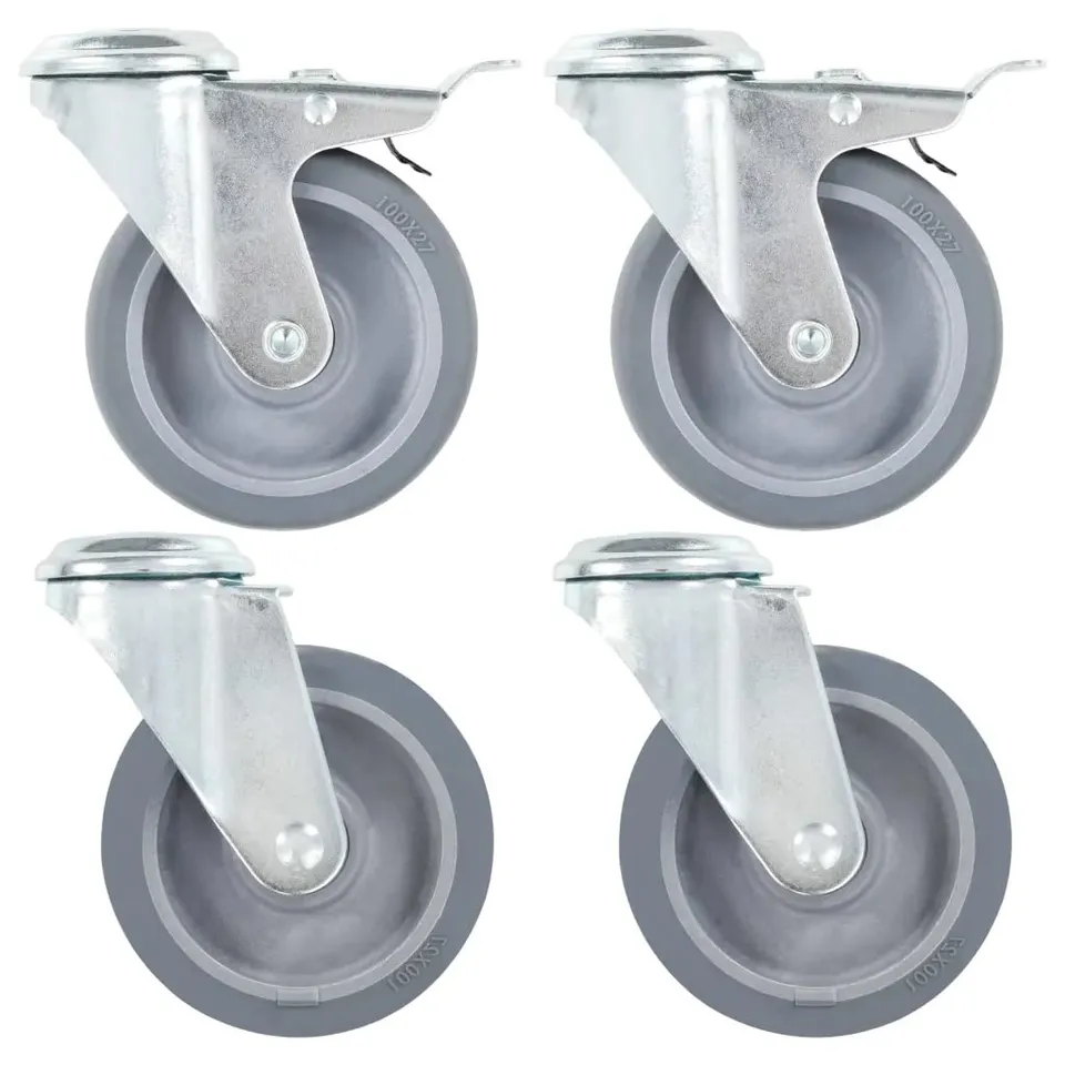 vidaXL 12x Lenkrollen 100 mm Schwerlastrollen 60 kg mit Bremse