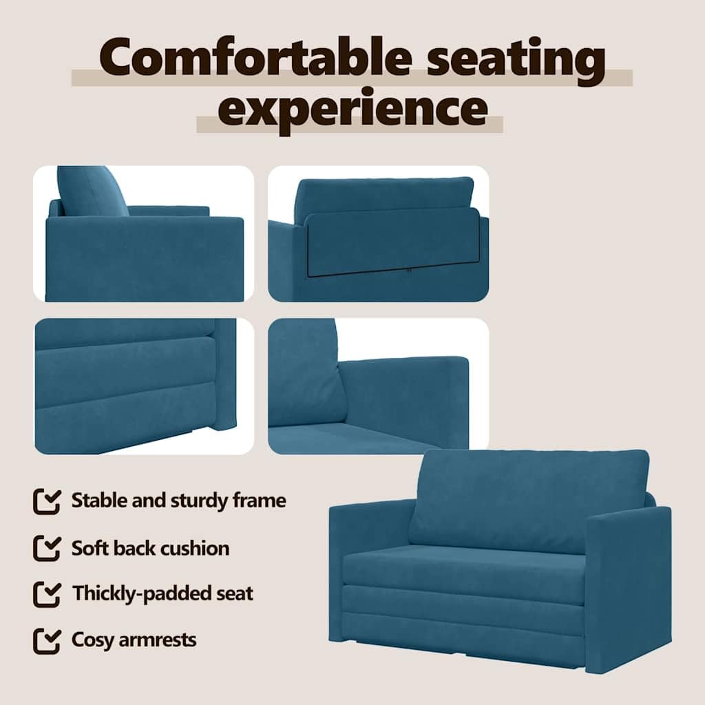 vidaXL Möbel Schlafsofa 124x71x78 cm Blau Samt umwandelbar