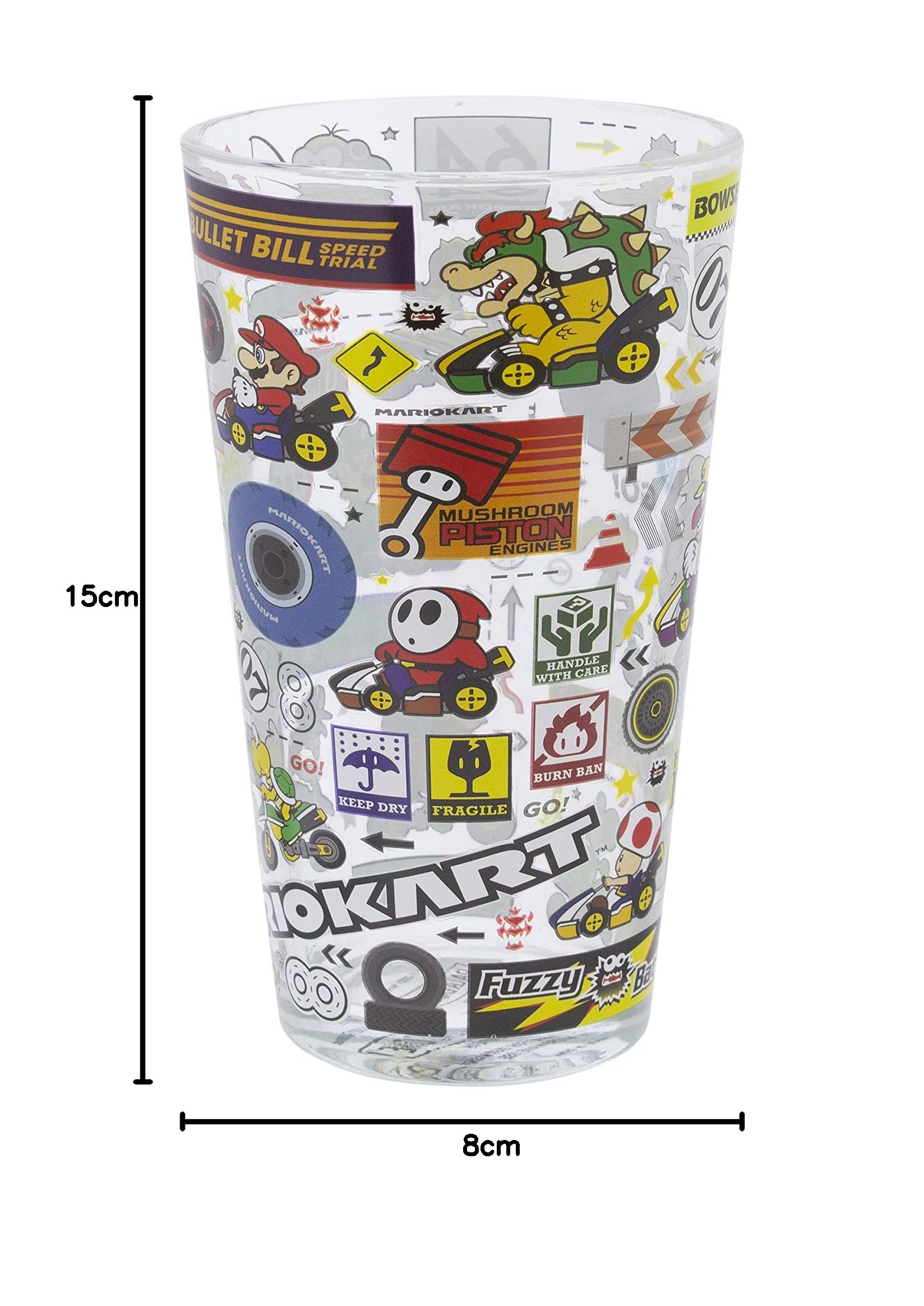 Paladone Mario Kart Glas Trinkglas farbiges Sammlerglas