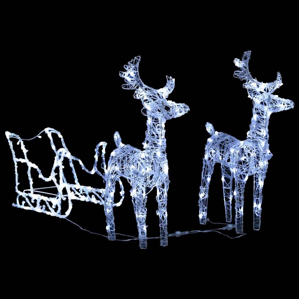 vidaXL Rentiere Schlitten Weihnachtsbeleuchtung Kaltweiß 160 LEDs