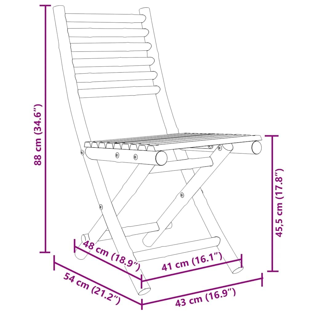 vidaXL Bistro-Set Bambus 3-tlg. klappbar 3278527 natur