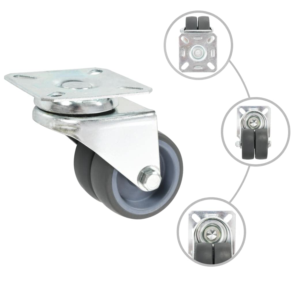 vidaXL Zwillings-Lenkrollen 50 mm Möbelrollen 12er