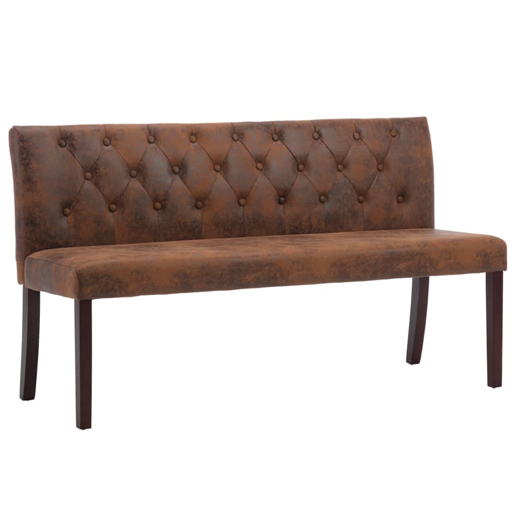 vidaXL Möbel Sitzbank 148,5 cm Polsterbank Braun Wildleder-Optik