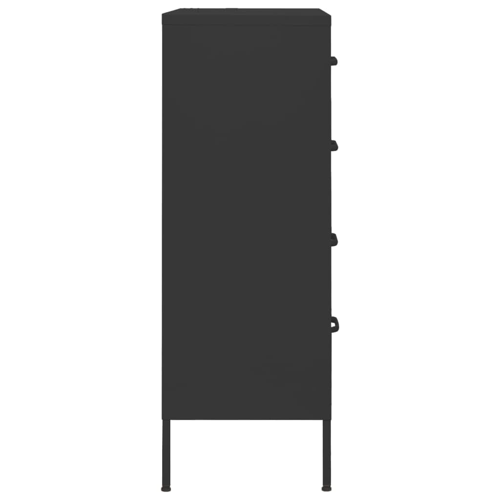 vidaXL Kommode Schwarz 80x35x101,5 cm Stahl 4 Schubladen