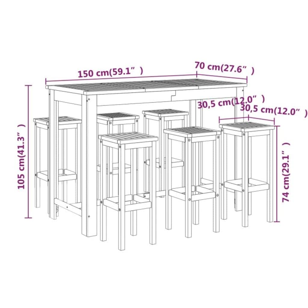 vidaXL Heim & Garten Gartenbar-Set Akazie 6-teilig Holz