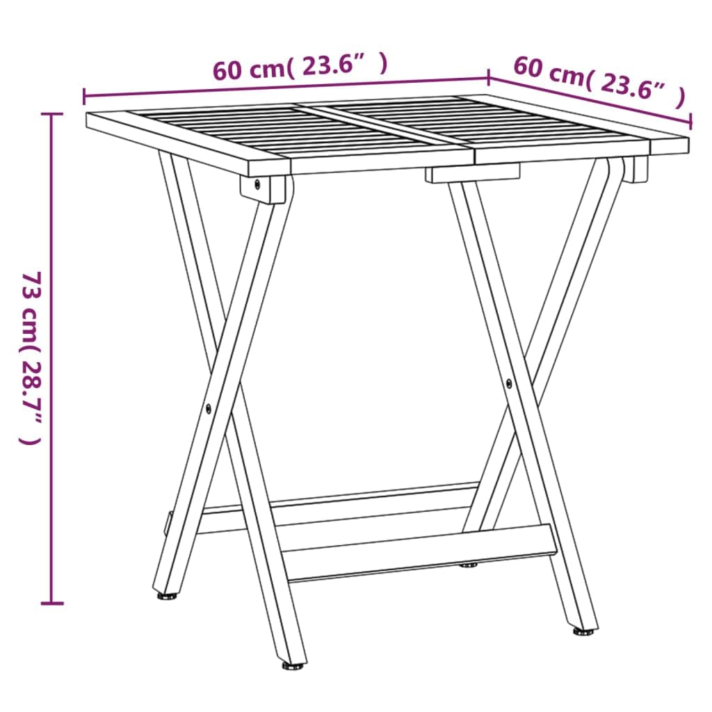 vidaXL Bistro-Set 3-tlg Akazie Klappbar mit Kissen Gartenmöbel