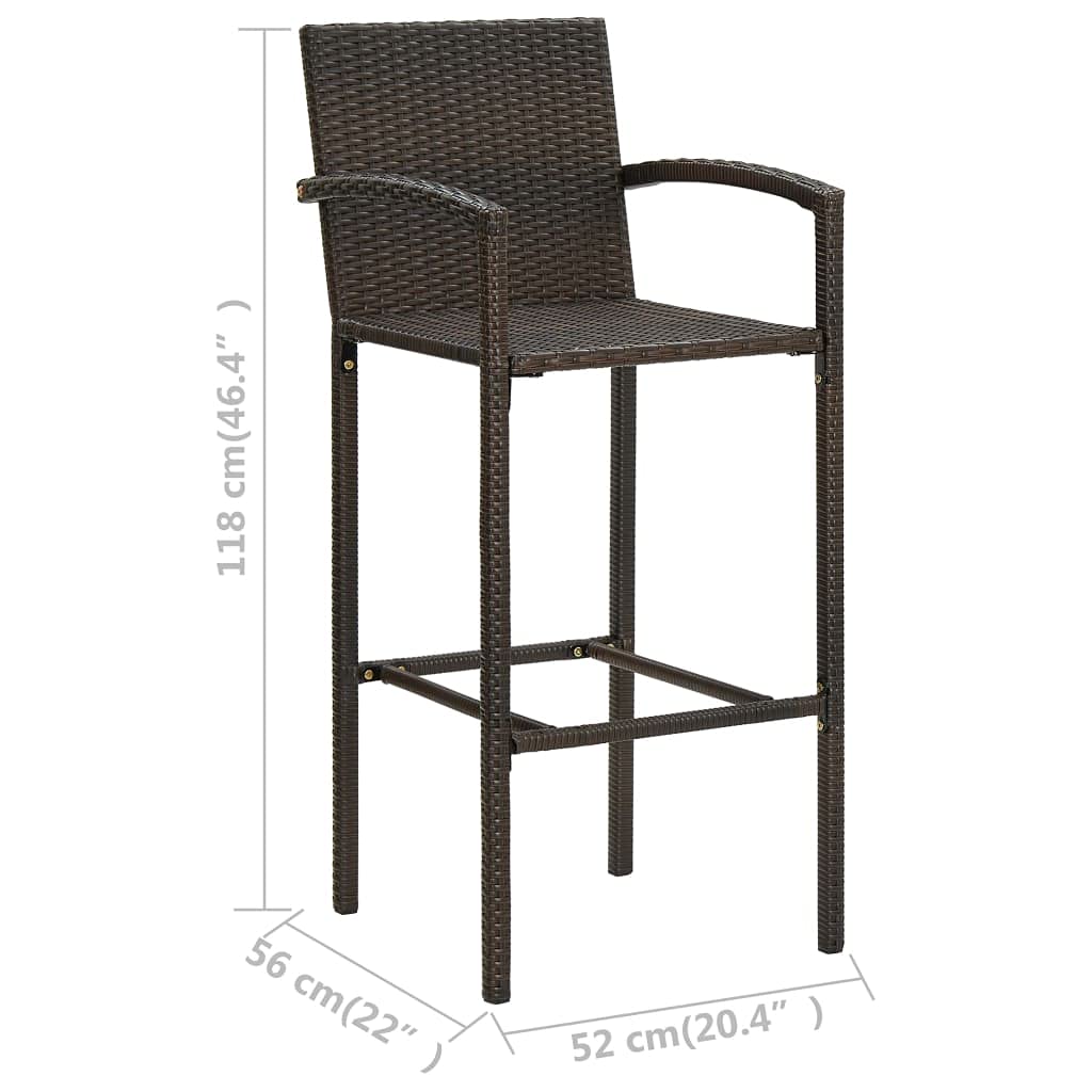 vidaXL Heim & Garten 3-tlg. Gartenbar-Set Rattan Braun