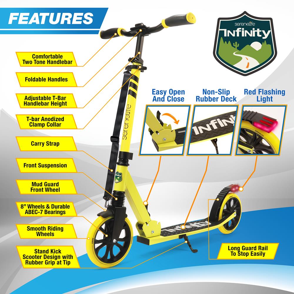Serenelife Scooters Kick Scooter Gelb klappbar Alu