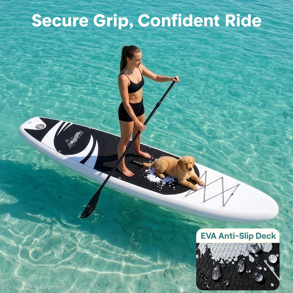 Serenelife SUP Board aufblasbar Schwarz 126 Zoll Komplettset
