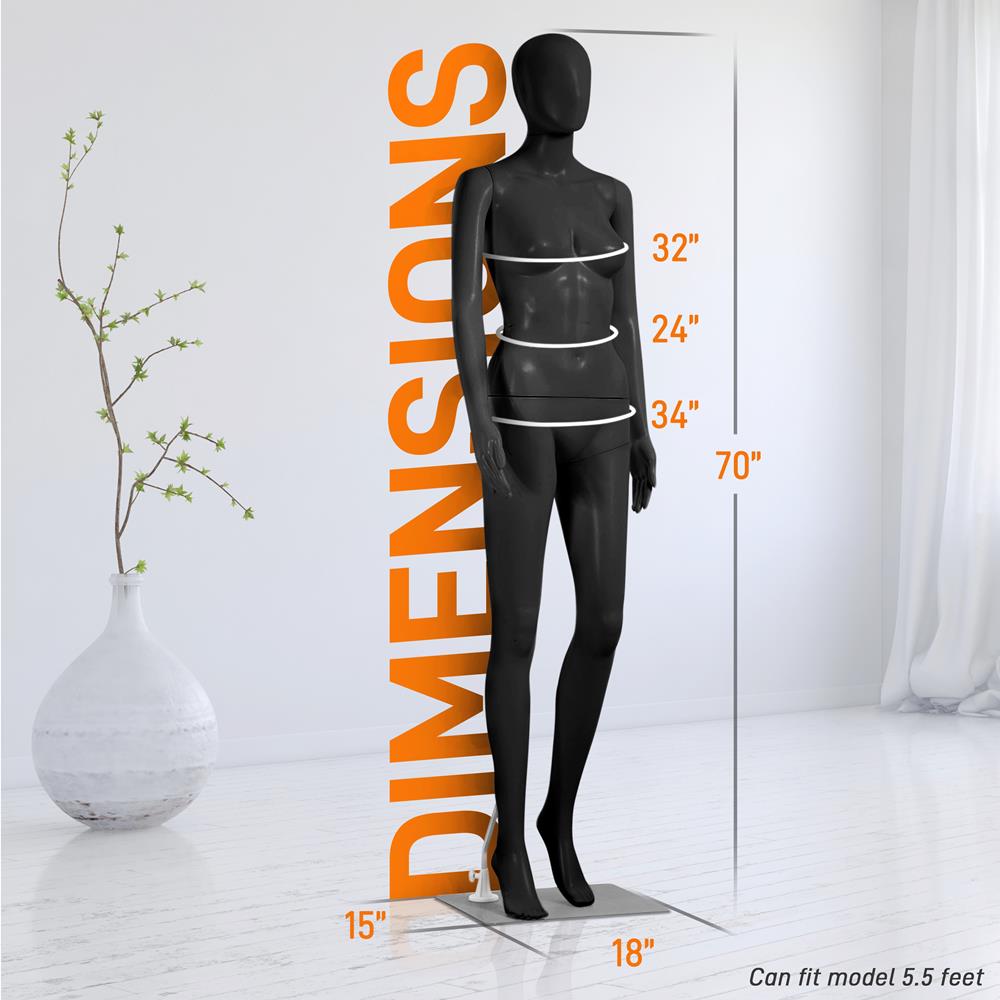 Serenelife Clothing SLMAQFEBK Schneiderpuppe Schwarz Standard 175cm