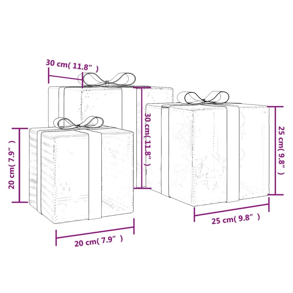 vidaXL Heim & Garten Geschenkboxen 3 Stk. LED Warmweiß
