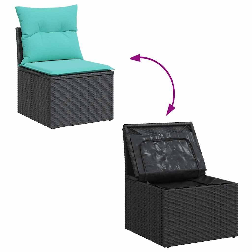 vidaXL Heim & Garten 8-tlg Garten-Sofagarnitur Schwarz Poly Rattan