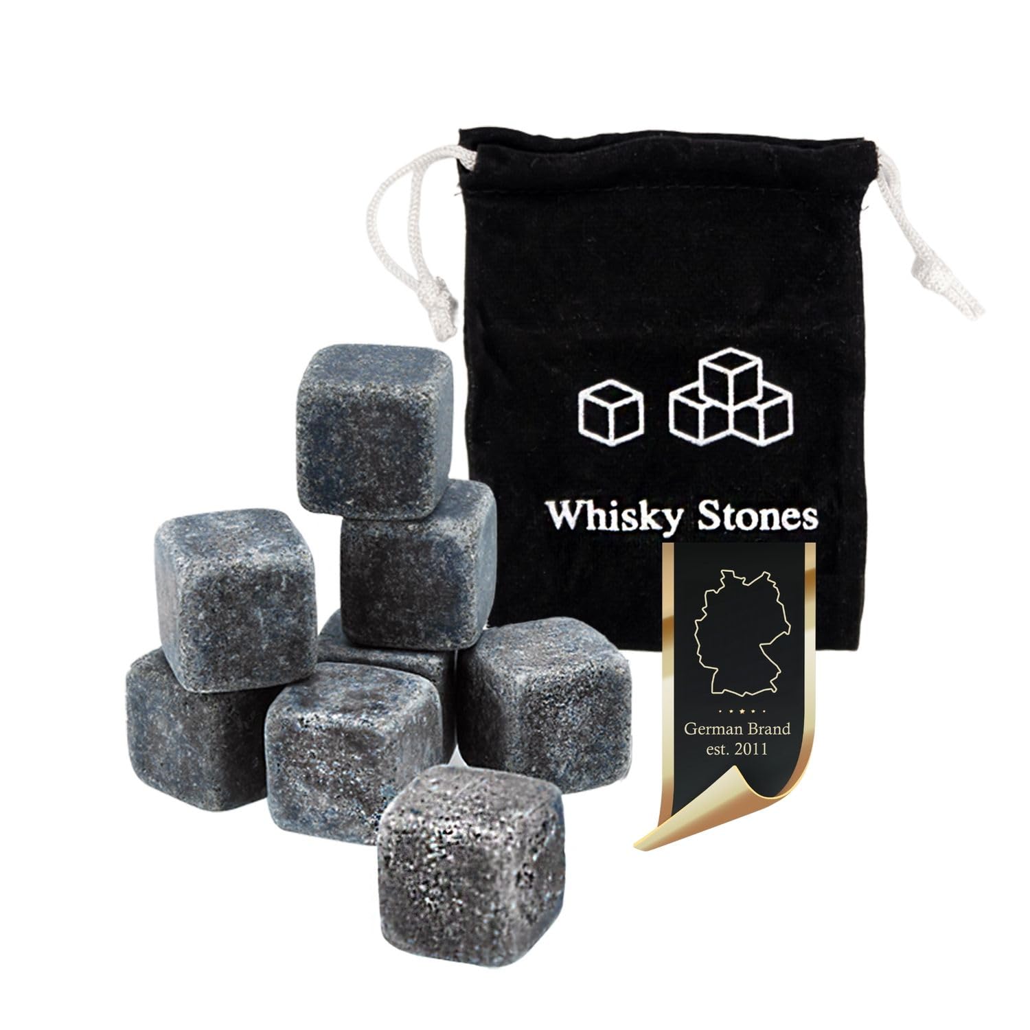 Intirilife Whisky Steine Granit grau 9 Stück 2x2 cm