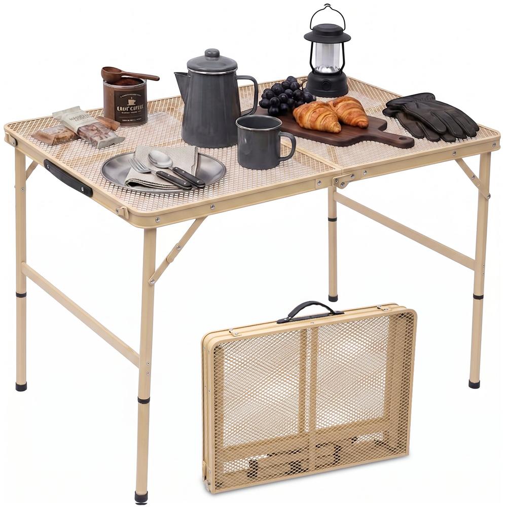 Serenelife Campingtisch 3FT klappbar höhenverstellbar beige