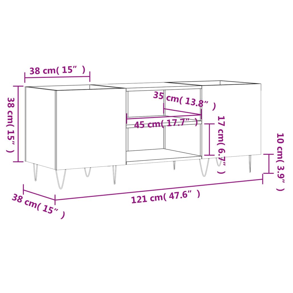vidaXL Plattenschrank 121x38x48 cm Holz Räuchereiche LP