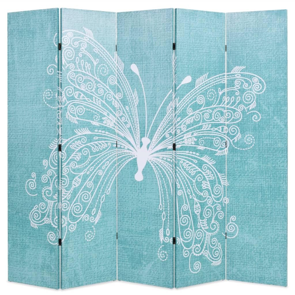 vidaXL Möbel Raumteiler 120x170 cm Blau Schmetterling 3-teilig