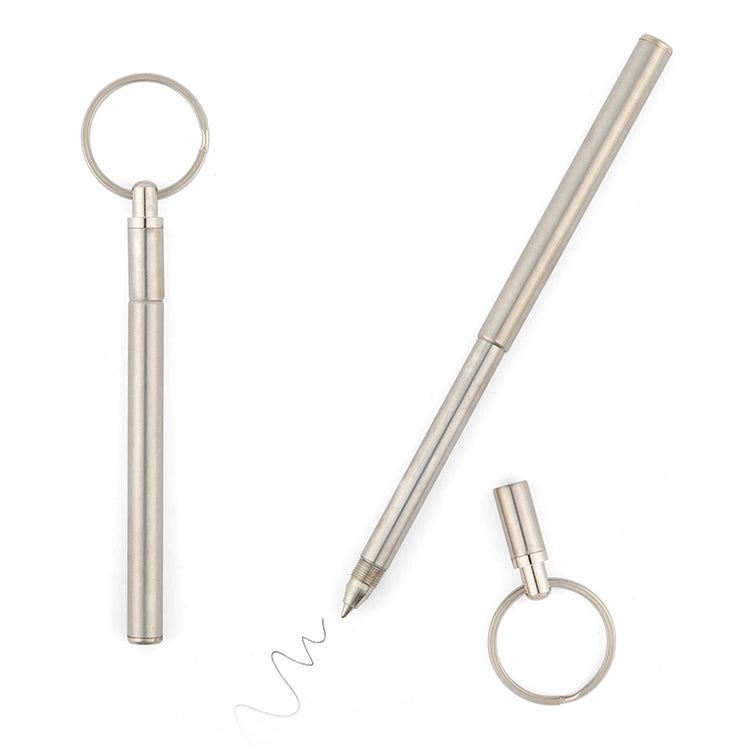 Kikkerland Telescopic Mini Pen Kugelschreiber Edelstahl Schlüsselring