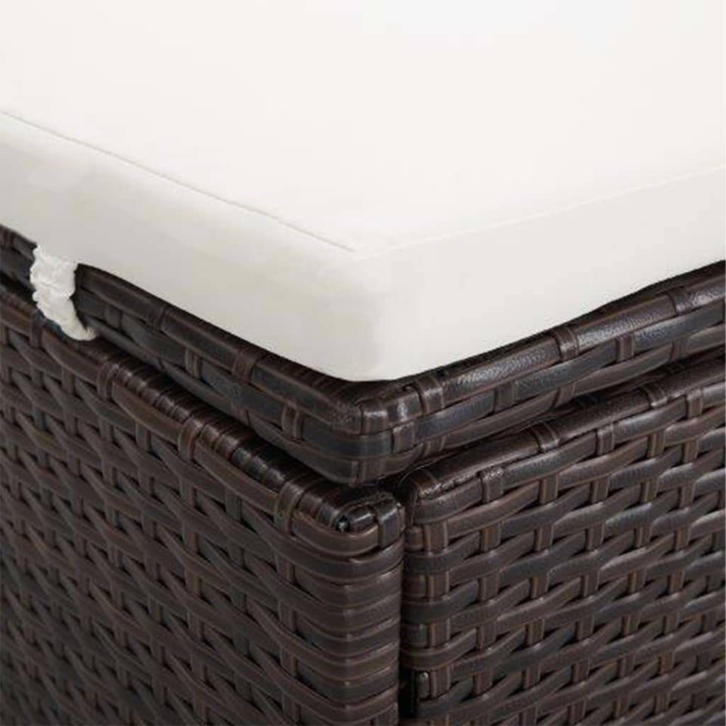 vidaXL Sonnenliege 2-Personen Poly Rattan Braun mit Dach