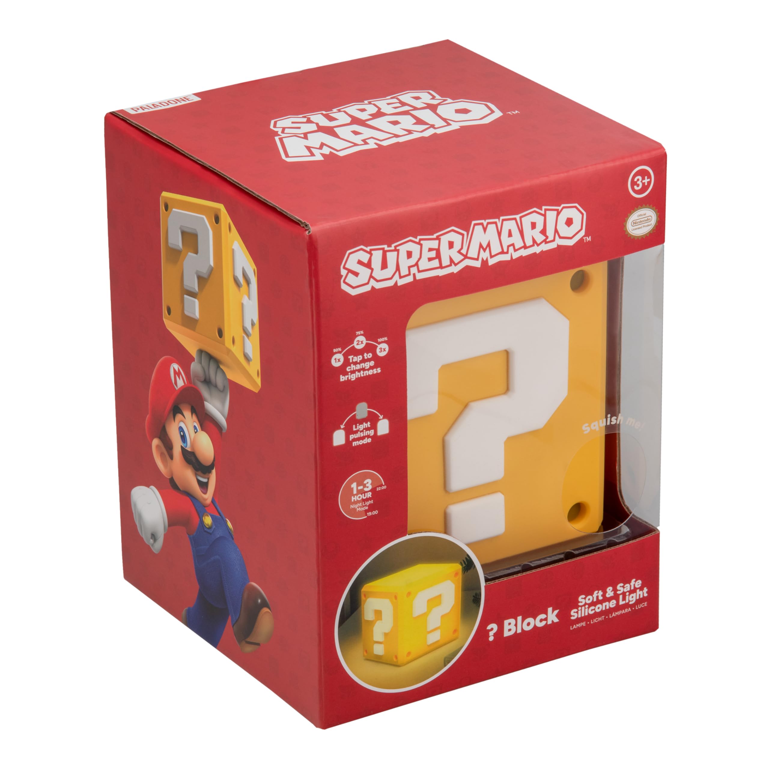 Paladone Super Mario Fragezeichen Block SquishyGlo Lampe USB