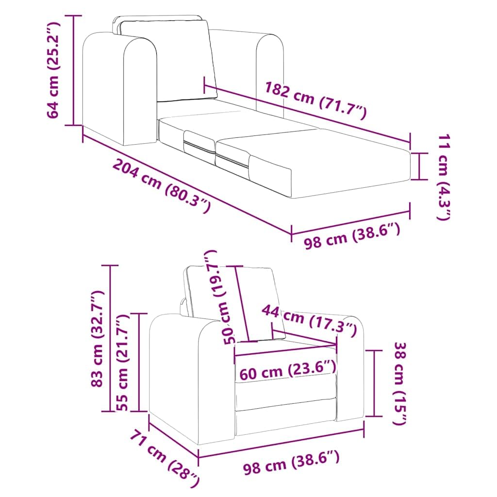 vidaXL Schlafsofa Hellgrau 98x71x83 cm Stoff Klappsofa