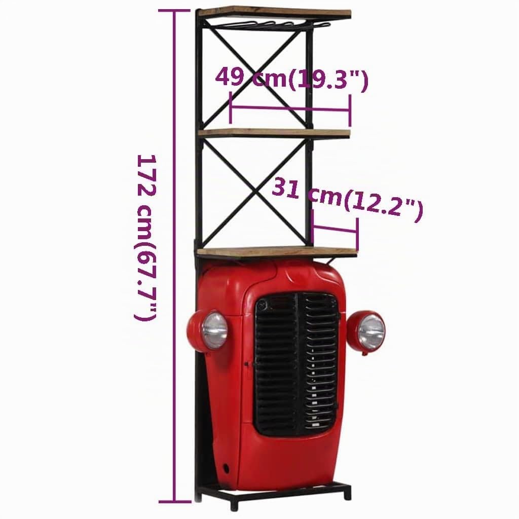 vidaXL Traktor Weinschrank Rot Mango Massivholz 49x31x172cm