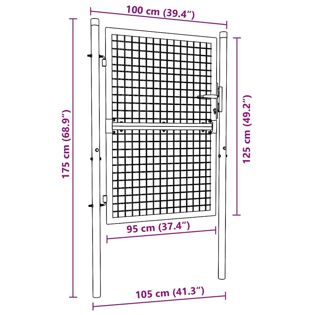 vidaXL Zauntor Stahl grün 100x125 cm abschließbar mit Pfosten