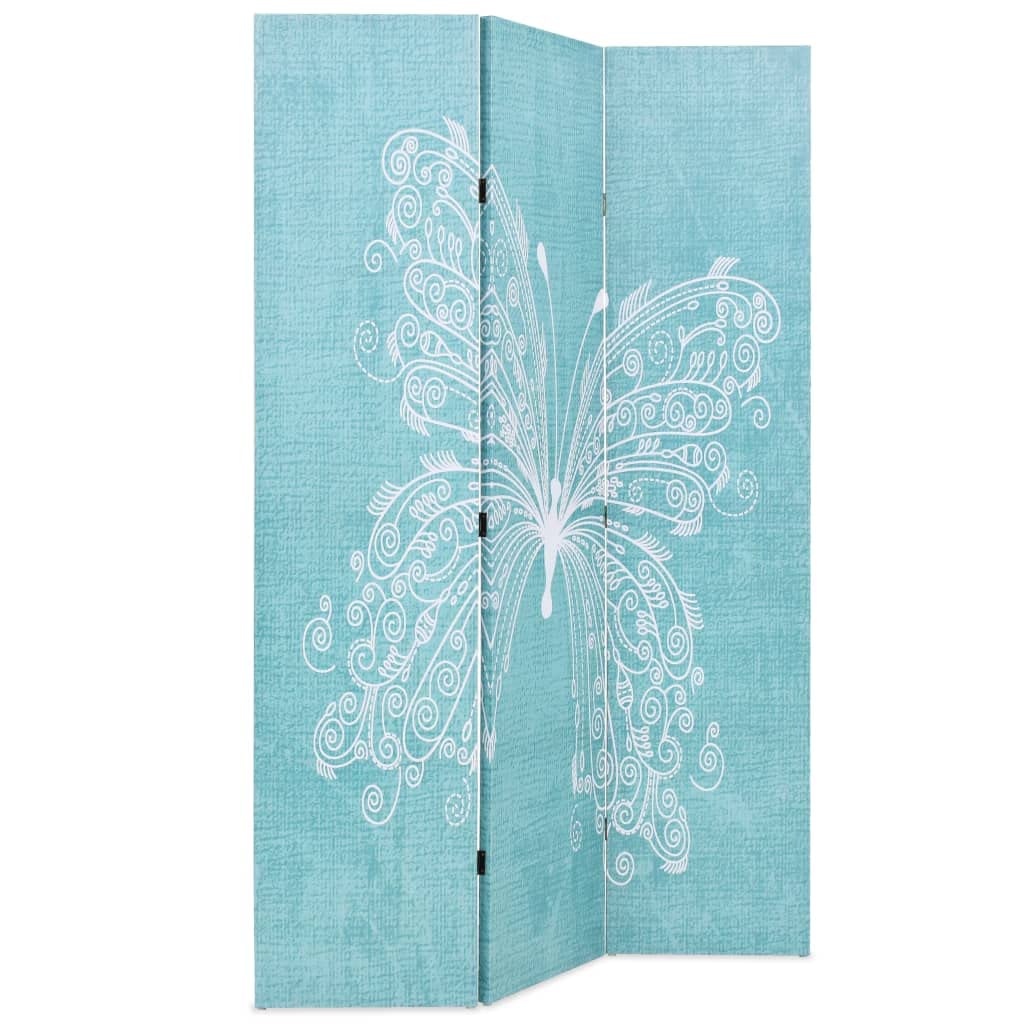 vidaXL Möbel Raumteiler 120x170 cm Blau Schmetterling 3-teilig