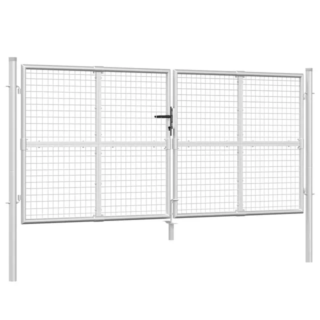 vidaXL Heim & Garten Maschen-Gartentor 300x125 cm Silber verzinkt