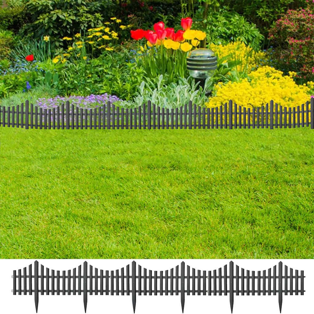 vidaXL Heim & Garten Rasenkante Palisade 10 m Anthrazit PP