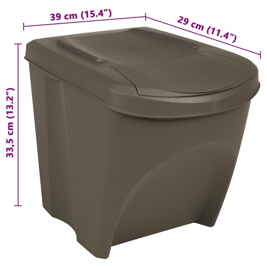 vidaXL Heim & Garten Mülleimer 3x75L Grau stapelbar
